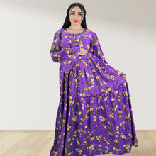 Load image into Gallery viewer, DHABIYA PURPLE PREMIUM COTTON  LAYERED MATERNITY AND NURSING DRESS WITH ZIPPER