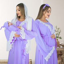 Load image into Gallery viewer, PRETTY IN LILIAC PURPLE MATERNITY MAXI AND SWADDLE BLANKET SET