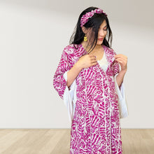 Load image into Gallery viewer, MAHRA MAGENTA PINK PREMIUM COTTON TRIMMED  MATERNITY AND NURSING DRESS WITH ZIPPER