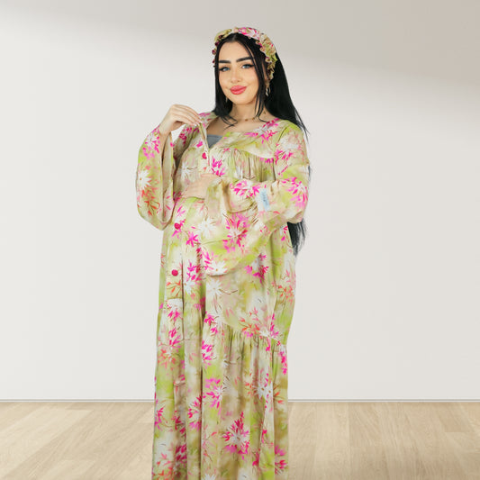 MARYOOM PASTEL GREEN RUFFLE MATERNITY AND NURSING DRESS WITH ZIPPER