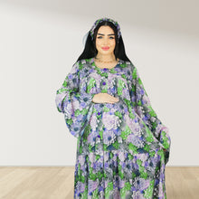 Load image into Gallery viewer, MARYOOM PURPLE ROSE RUFFLE MATERNITY AND NURSING DRESS WITH ZIPPER