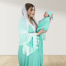 Load image into Gallery viewer, PRETTY IN SEA BLUE MATERNITY MAXI AND SWADDLE BLANKET  SET