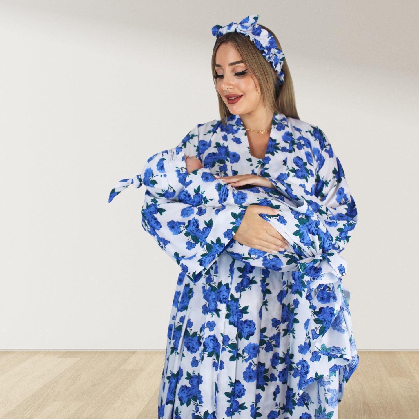 BLUE ROSES MOMMY AND ME 5 IN 1 LONG MATERNITY SET