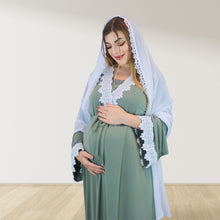 Load image into Gallery viewer, PRETTY IN SAGE GREEN MATERNITY MAXI AND SWADDLE BLANKET  SET