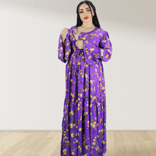 Load image into Gallery viewer, DHABIYA PURPLE PREMIUM COTTON  LAYERED MATERNITY AND NURSING DRESS WITH ZIPPER