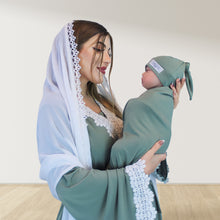 Load image into Gallery viewer, PRETTY IN SAGE GREEN MATERNITY MAXI AND SWADDLE BLANKET  SET