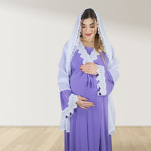 Load image into Gallery viewer, PRETTY IN PURPLE MATERNITY MAXI AND SWADDLE BLANKET  SET