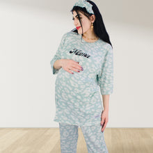 Load image into Gallery viewer, MISTY GREEN DROP SHOULDER PAJAMA SET WITH MATCHING BABY ROMPER - STYLED BY MAMA