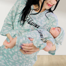 Load image into Gallery viewer, MISTY GREEN DROP SHOULDER PAJAMA SET WITH MATCHING BABY ROMPER - STYLED BY MAMA