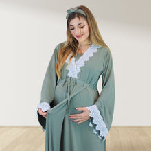 Load image into Gallery viewer, PRETTY IN SAGE GREEN MATERNITY MAXI AND SWADDLE BLANKET  SET