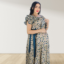 Load image into Gallery viewer, TEAL GREEN FARASHA SLEEVELESS  LAYERED MATERNITY AND NURSING GOWN