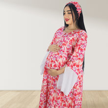 Load image into Gallery viewer, MAHRA ROSE PINK  PREMIUM COTTON TRIMMED  MATERNITY AND NURSING DRESS WITH ZIPPER