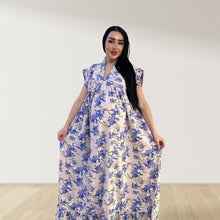 Load image into Gallery viewer, SAPPHIRE FLORAL LULU SLEEVELESS MATERNITY AND NURSING GOWN