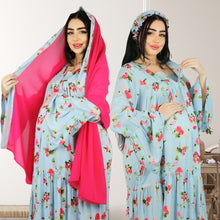 Load image into Gallery viewer, MARYOOM BABY BLUE  RUFFLE MATERNITY AND NURSING DRESS WITH ZIPPER