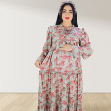 Load image into Gallery viewer, MALIKAT ALWURUD PISTA GREEN LAYERED MATERNITY AND NURSING GOWN