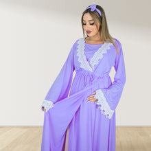 Load image into Gallery viewer, PRETTY IN LILIAC PURPLE MATERNITY MAXI AND SWADDLE BLANKET SET