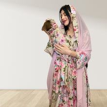 Load image into Gallery viewer, BEIGE BLOSSOM MOMMY AND ME 5 IN 1 LONG MATERNITY SET