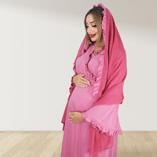 Load image into Gallery viewer, ROSE GOLD PINK  SIGNATURE RUFFLED ROBE AND LETTUCE SWADDLE SET