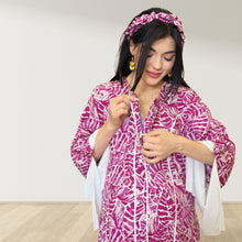 Load image into Gallery viewer, MAHRA MAGENTA PINK PREMIUM COTTON TRIMMED  MATERNITY AND NURSING DRESS WITH ZIPPER