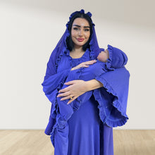 Load image into Gallery viewer, AZURE BLUE SIGNATURE RUFFLED ROBE AND LETTUCE SWADDLE SET