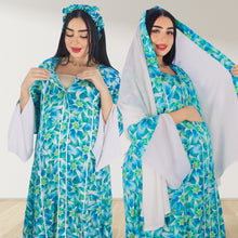 Load image into Gallery viewer, MAHRA BLUE PREMIUM COTTON TRIMMED  MATERNITY AND NURSING DRESS WITH ZIPPER