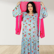 Load image into Gallery viewer, MARYOOM BABY BLUE  RUFFLE MATERNITY AND NURSING DRESS WITH ZIPPER