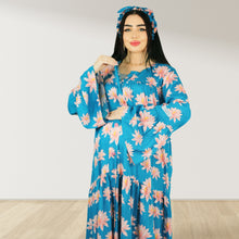 Load image into Gallery viewer, MARYOOM BLUE RUFFLE MATERNITY AND NURSING DRESS WITH ZIPPER