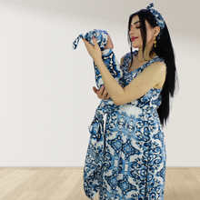 Load image into Gallery viewer, MOROCCAN BLUE MOMMY AND ME 5 IN 1 LONG MATERNITY SET
