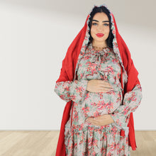 Load image into Gallery viewer, MALIKAT ALWURUD PISTA GREEN LAYERED MATERNITY AND NURSING GOWN