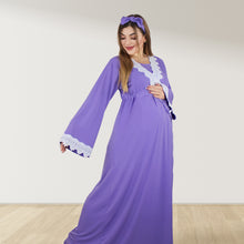 Load image into Gallery viewer, PRETTY IN PURPLE MATERNITY MAXI AND SWADDLE BLANKET  SET