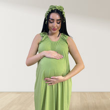 Load image into Gallery viewer, OLIVE GREEN SIGNATURE RUFFLED ROBE AND LETTUCE SWADDLE SET
