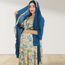 Load image into Gallery viewer, TROPICAL YELLOW  FARASHA SLEEVELESS  LAYERED MATERNITY AND NURSING GOWN