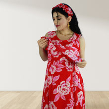 Load image into Gallery viewer, CHERRY RED MOMMY AND ME 5 IN 1 LONG MATERNITY SET