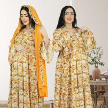Load image into Gallery viewer, DHABIYA ORANGE PREMIUM COTTON  LAYERED MATERNITY AND NURSING DRESS WITH ZIPPER