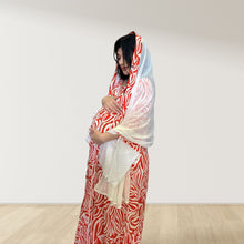 Load image into Gallery viewer, MAHRA ORANGE PREMIUM COTTON TRIMMED MATERNITY AND NURSING DRESS WITH ZIPPER
