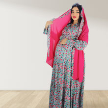 Load image into Gallery viewer, MALIKAT ALWURUD  DAISY PINK LAYERED MATERNITY AND NURSING GOWN
