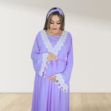 Load image into Gallery viewer, PRETTY IN LILIAC PURPLE MATERNITY MAXI AND SWADDLE BLANKET SET