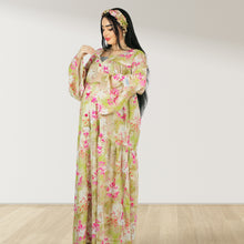 Load image into Gallery viewer, MARYOOM PASTEL GREEN RUFFLE MATERNITY AND NURSING DRESS WITH ZIPPER