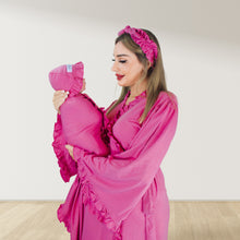 Load image into Gallery viewer, BARBIE PINK SIGNATURE RUFFLED ROBE AND LETTUCE SWADDLE SET