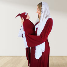 Load image into Gallery viewer, PRETTY IN MAROON MATERNITY MAXI AND SWADDLE BLANKET  SET