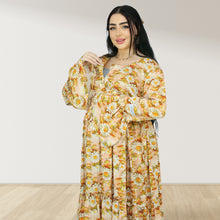 Load image into Gallery viewer, DHABIYA ORANGE PREMIUM COTTON  LAYERED MATERNITY AND NURSING DRESS WITH ZIPPER