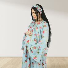 Load image into Gallery viewer, MARYOOM BABY BLUE  RUFFLE MATERNITY AND NURSING DRESS WITH ZIPPER