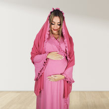 Load image into Gallery viewer, ROSE GOLD PINK  SIGNATURE RUFFLED ROBE AND LETTUCE SWADDLE SET
