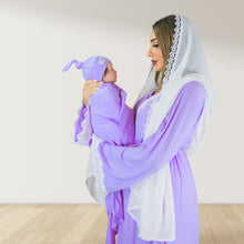 Load image into Gallery viewer, PRETTY IN LILIAC PURPLE MATERNITY MAXI AND SWADDLE BLANKET SET