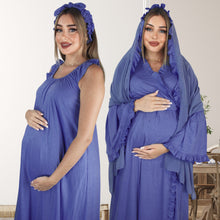 Load image into Gallery viewer, CRAYOLA BLUE SIGNATURE RUFFLED ROBE AND LETTUCE SWADDLE SET