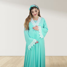 Load image into Gallery viewer, PRETTY IN SEA BLUE MATERNITY MAXI AND SWADDLE BLANKET  SET