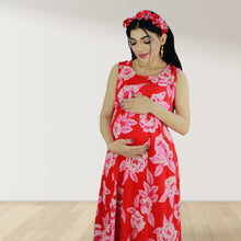Load image into Gallery viewer, CHERRY RED MOMMY AND ME 5 IN 1 LONG MATERNITY SET