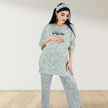 Load image into Gallery viewer, MISTY GREEN DROP SHOULDER PAJAMA SET WITH MATCHING BABY ROMPER - STYLED BY MAMA