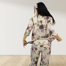 Load image into Gallery viewer, FLORAL PEACH DROP SHOULDER PAJAMA SET WITH MATCHING BABY ROMPER - STYLED BY MAMA