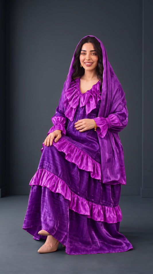 Theheb purple maternity and nursing dantela maxi